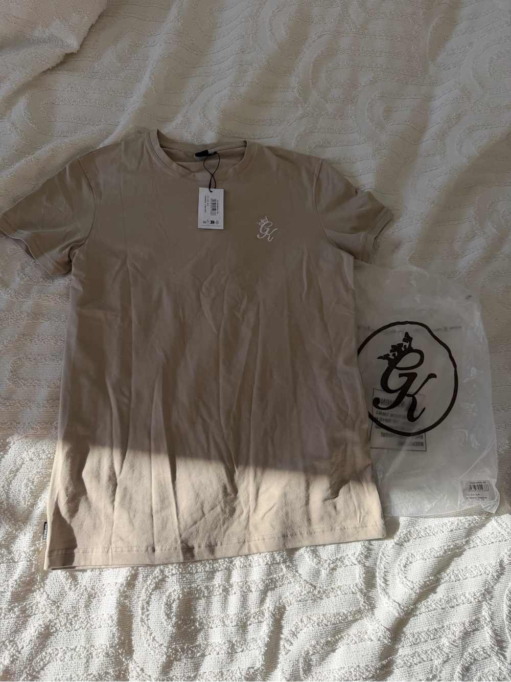 GK Men's Short-Sleeve Crew Tee in Beige